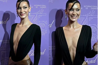 Siêu mẫu Bella Hadid mặc váy xẻ đến bụng dự sự kiện tại Cannes