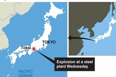 Nhật: Nổ nhà máy thép, ít nhất 12 người bị thương