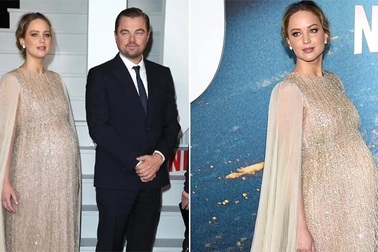 Jennifer Lawrence lộ bụng bầu, sánh đôi Leonardo DiCaprio