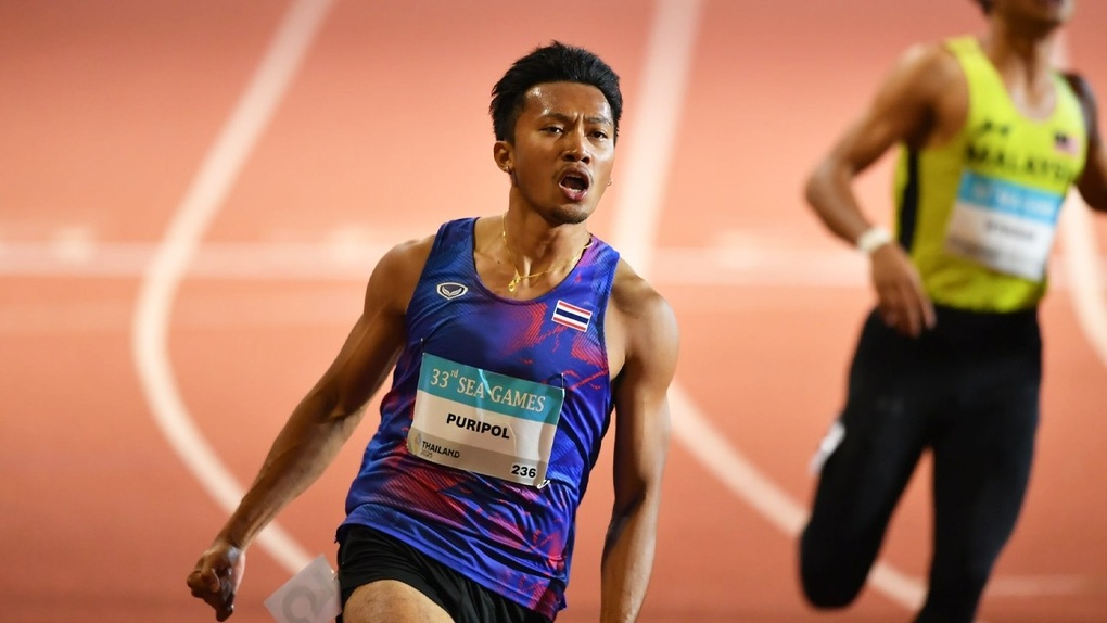 Atlet Thailand mencipta rekod Sukan SEA dalam perlumbaan 100m lelaki - 1 VĐV Thái Lan lập kỷ lục SEA Games ở cự ly chạy 100m nam - 1