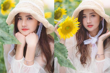 “Thiên thần đồng phục” khoe sắc bên hoa hướng dương