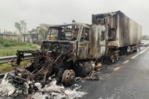 Xe đầu kéo bốc cháy khi đang lưu thông trên cao tốc Đà Nẵng - Quảng Ngãi