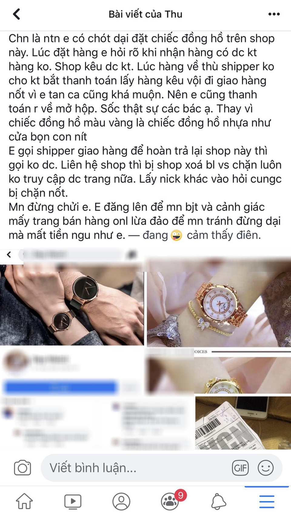 Đặt đồng hồ sang chảnh, nhận về đồng hồ nhựa, cô gái lên mạng than liền bị mắng - 1 Đặt đồng hồ sang chảnh, nhận về đồng hồ nhựa, cô gái lên mạng than liền bị mắng - 1