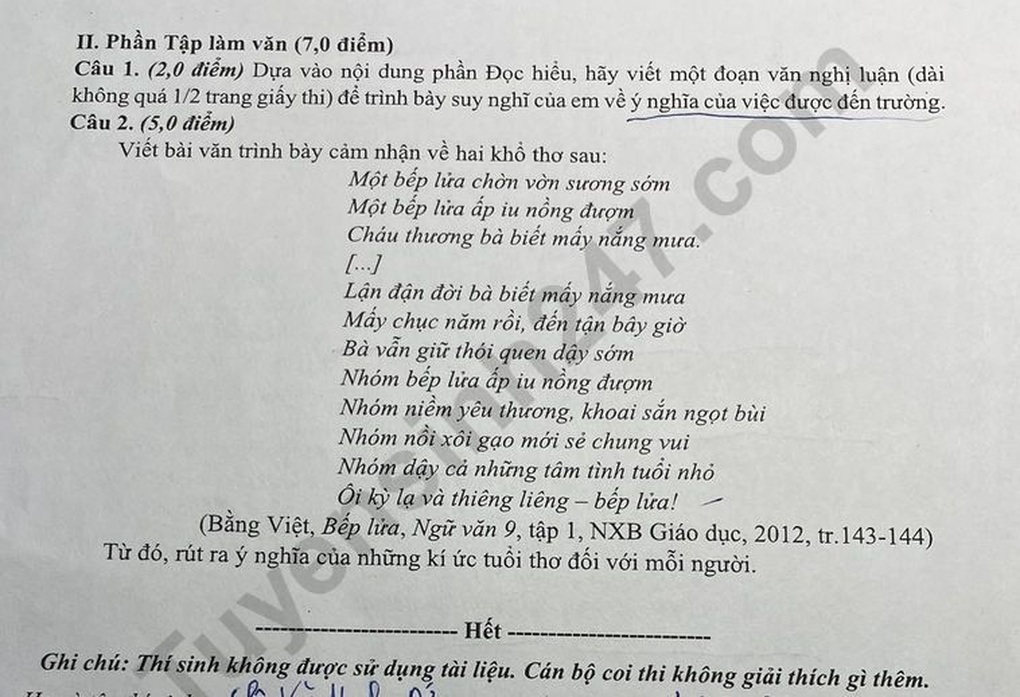 Đề thi lớp 10 môn ngữ văn vào hai trường chuyên tại Hà Nam và Huế sáng nay - 3