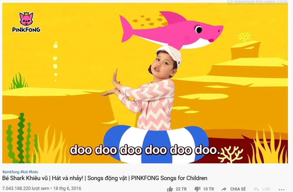 “Hạ gục” Despacito, Baby Shark trở thành video có lượt xem cao nhất Youtube - 1 “Hạ gục” Despacito, Baby Shark trở thành video có lượt xem cao nhất Youtube - 1