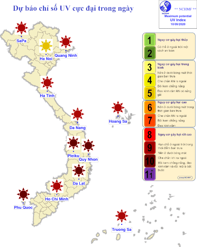 Cảnh báo chỉ số cực đại bức xạ tia cực tím trong ngày - Ảnh 1.