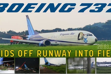 Máy bay Indonesia "mài bụng" xuống đường băng