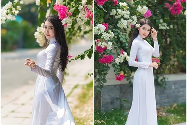 Á khôi Sinh viên duyên dáng trong tà áo dài khoe nét xuân thì