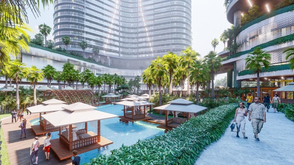 Tổ hợp resort hơn 1 tỷ USD có sông nhân tạo, thác nước và vườn nhiệt đới tiếp cận thềm căn hộ tại quận 7 - 9 Tổ hợp resort hơn 1 tỷ USD có sông nhân tạo, thác nước và vườn nhiệt đới tiếp cận thềm căn hộ tại quận 7 - 9