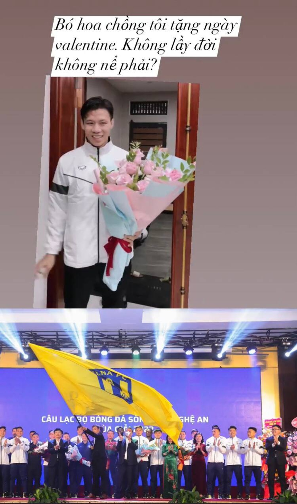 Quế Ngọc Hải lấy hoa đội bóng về làm quà valentine cho vợ - 1 Quế Ngọc Hải lấy hoa đội bóng về làm quà valentine cho vợ - 1