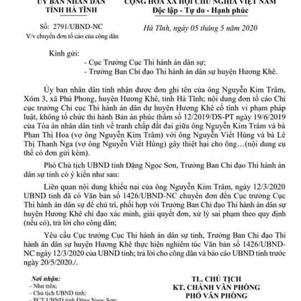 Chi cục trưởng Chi cục THADS hành dân”: UBND tỉnh Hà Tĩnh vào cuộc! - 4 Chi cục trưởng Chi cục THADS hành dân”: UBND tỉnh Hà Tĩnh vào cuộc! - 4