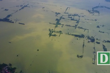 Huyện Chương Mỹ mênh mông nước nhìn từ trên cao