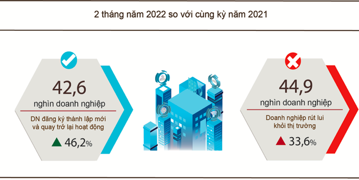 Doanh nghiệp đăng ký mới và rút lui đều tăng trong 2 tháng đầu năm - 1 Doanh nghiệp đăng ký mới và rút lui đều tăng trong 2 tháng đầu năm - 1
