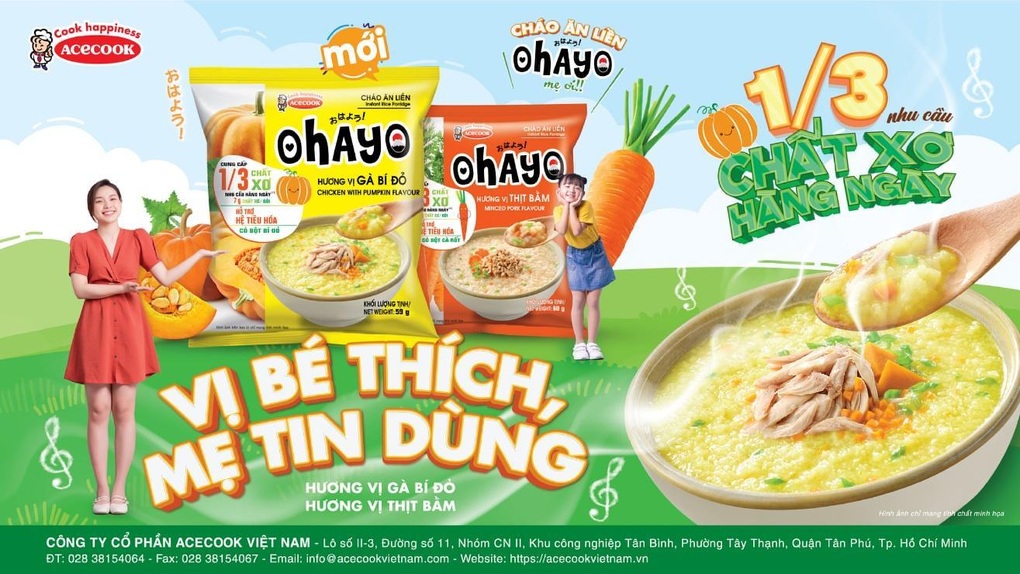 Acecook Việt Nam ra mắt cháo ăn liền Ohayo hương vị gà bí đỏ mới - 1 Acecook Việt Nam ra mắt cháo ăn liền Ohayo hương vị gà bí đỏ mới - 1
