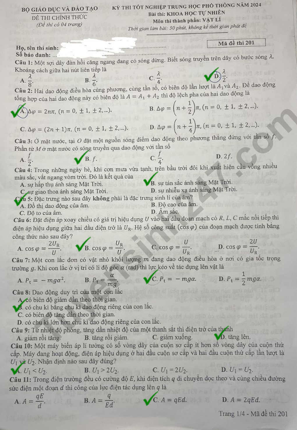 Cách xem đáp án tổ hợp khoa học tự nhiên cho thí sinh không mang đề thi về - 6 Cách xem đáp án tổ hợp khoa học tự nhiên cho thí sinh không mang đề thi về - 6