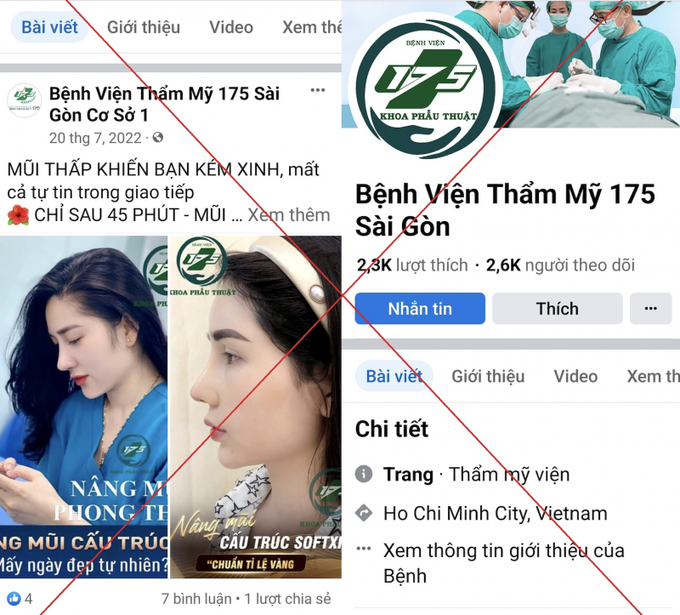 Các đối tượng lập fanpage Bệnh viện 175 làm ảnh hưởng đến thương hiệu của bệnh viện.