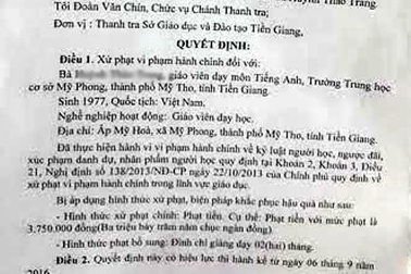 Thu hồi quyết định xử phạt cô giáo đánh học sinh