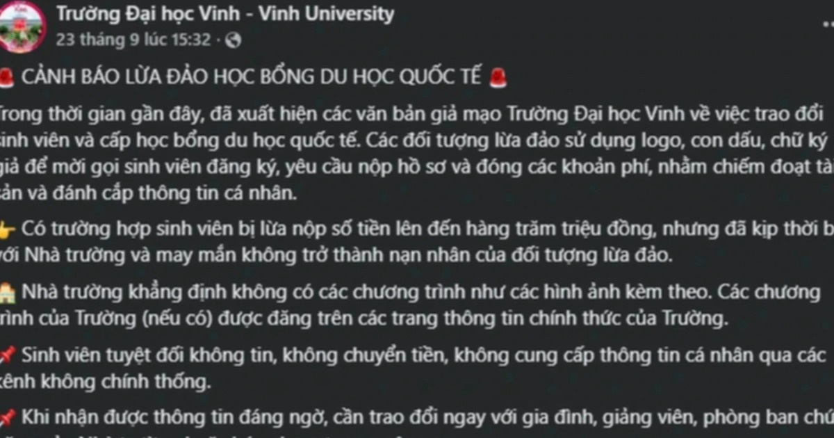 Sự thật về thông báo chương trình “học bổng quốc tế”