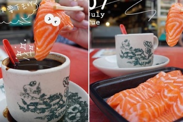 Ăn cá hồi sống chấm cà phê ở Malaysia gây sốt mạng xã hội