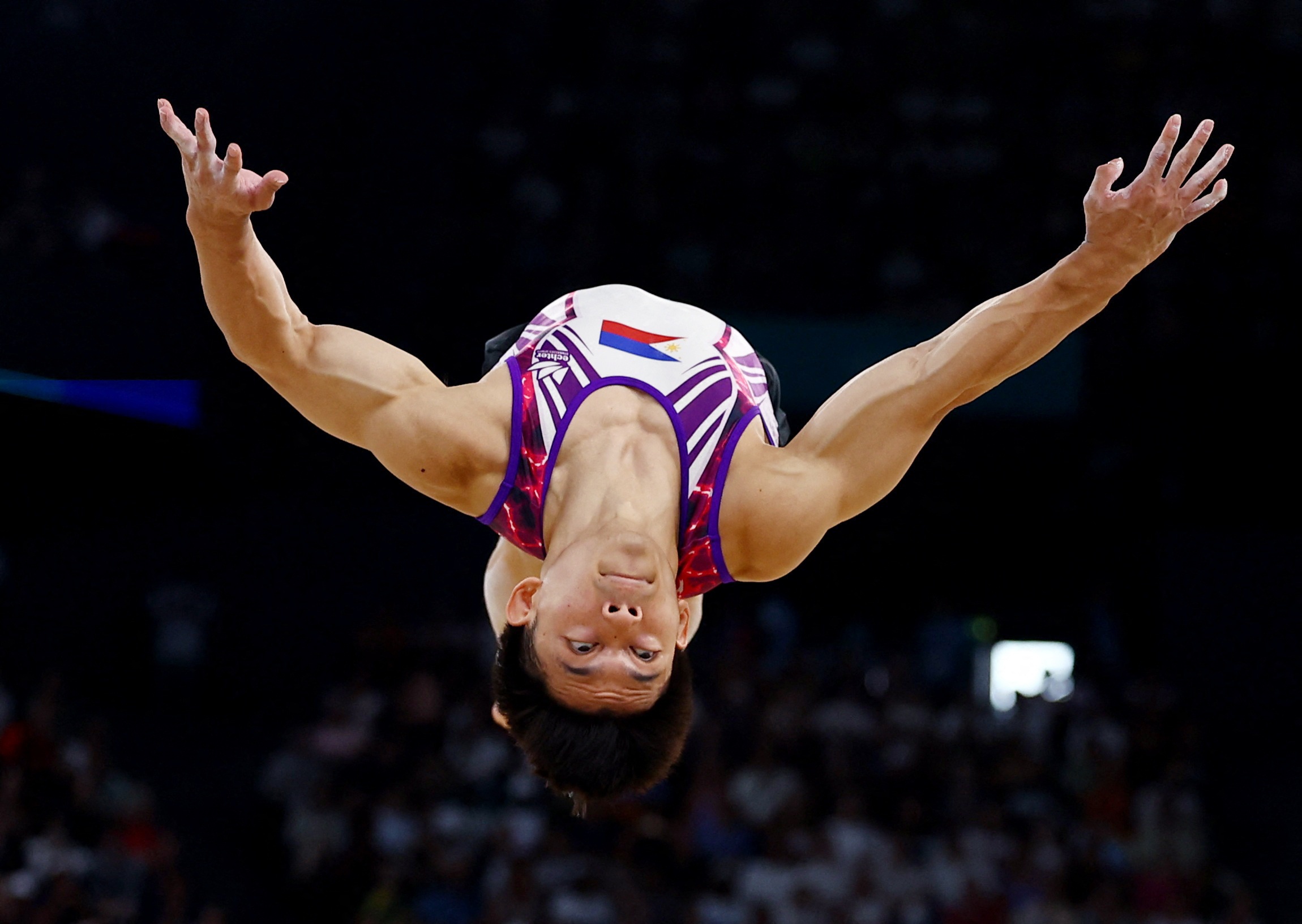 Portrait of hero who won two 2 Olympic gold medals Carlos Yulo of the