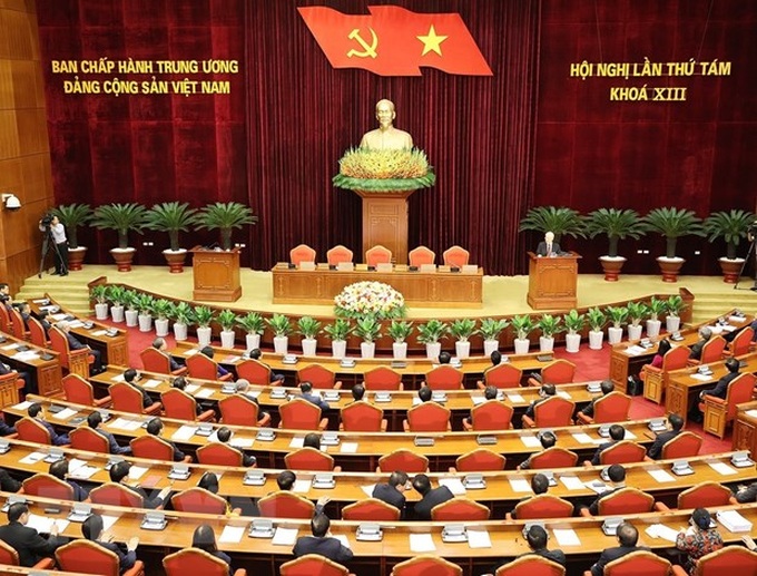 Toàn cảnh phiên bế mạc Hội nghị Hội nghị Trung ương 8 khoá XIII.