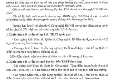 Trường ĐH Kinh doanh và Công nghệ Hà Nội rút thông báo điểm chuẩn ngành y, dược