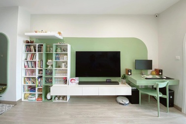 Bên trong căn hộ nhỏ xinh 53 m2 với nội thất màu xanh bơ lạ mắt