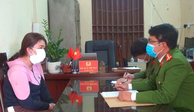 Dương Thị Lan tại cơ quan Công an (Ảnh: Công an Thanh Hóa)