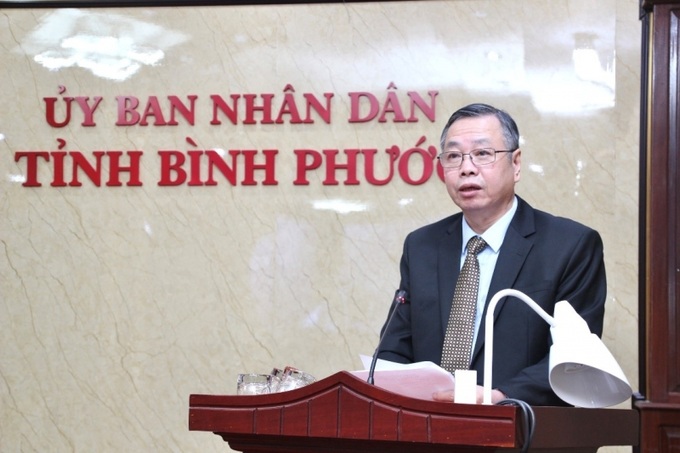 Ông Huỳnh Anh Minh, Phó Chủ tịch UBND tỉnh Bình Phước phát biểu tại hội nghị.