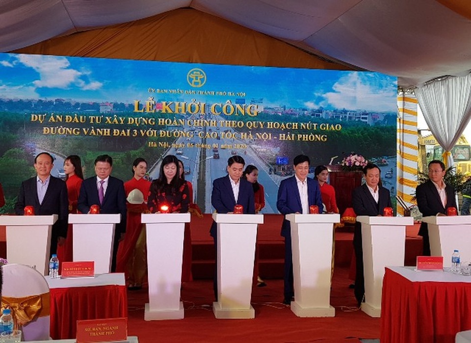 Khởi công tuyến đường nối Vành đai 3 với cao tốc Hà Nội - Hải Phòng - 1 Khởi công tuyến đường nối Vành đai 3 với cao tốc Hà Nội - Hải Phòng - 1