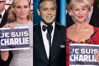 Huy hiệu “Tôi là Charlie” tràn ngập thảm đỏ Quả Cầu Vàng