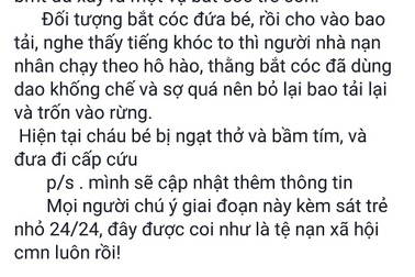 Công an bác tin đồn bắt cóc trẻ em được đăng tải trên mạng xã hội