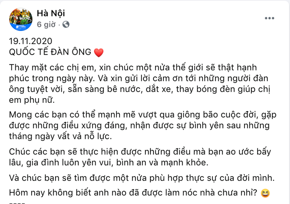 Cánh mày râu háo hức với ngày Quốc tế Nam giới 19/11 - 3 Cánh mày râu háo hức với ngày Quốc tế Nam giới 19/11 - 3