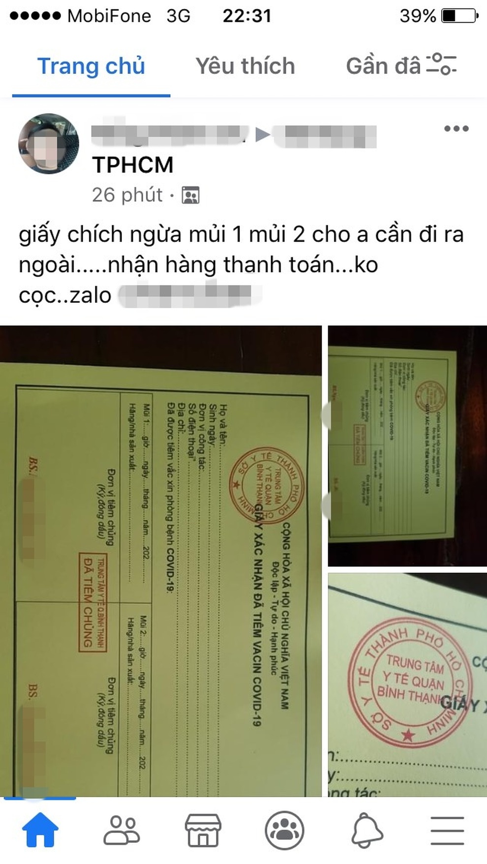 Rao bán chứng nhận tiêm 2 mũi vắc xin, làm thẻ xanh Covid trên mạng - 1 Rao bán chứng nhận tiêm 2 mũi vắc xin, làm thẻ xanh Covid trên mạng - 1