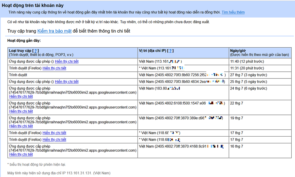 Hướng dẫn cách kiểm tra hộp thư Gmail có bị xâm nhập trái phép hay không - 2 Hướng dẫn cách kiểm tra hộp thư Gmail có bị xâm nhập trái phép hay không - 2