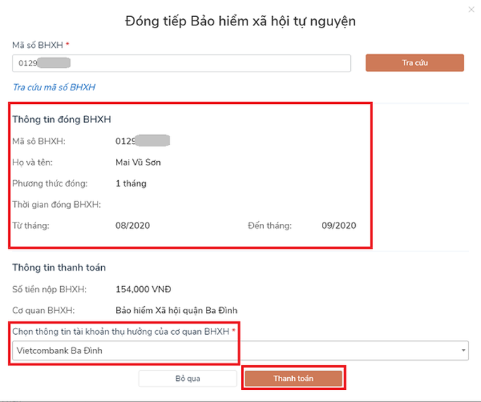 Hướng dẫn thực hiện Gia hạn thẻ BHYT theo hộ gia đình và Đóng tiếp BHXH tự nguyện trên Cổng DVC Quốc gia - Ảnh 10.