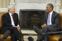 Hình ảnh Tổng thống Hoa Kỳ tiếp Tổng Bí thư tại phòng Bầu dục