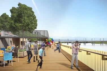 Đang xây dựng đường đi bộ lát gỗ lim ven sông Hương