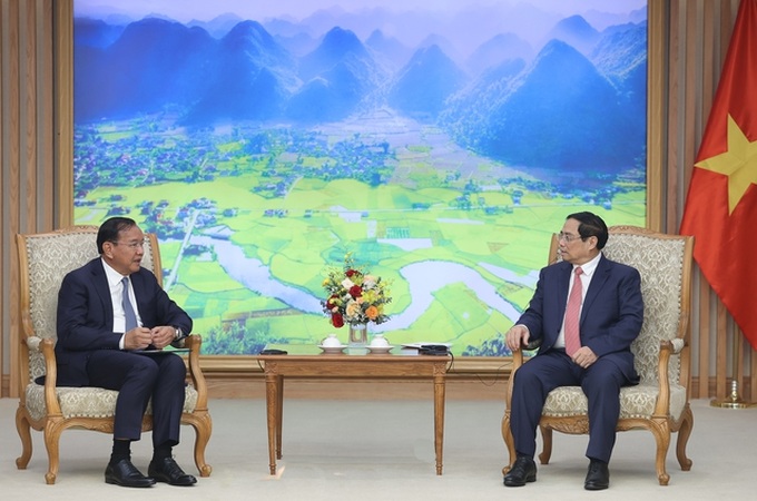 Thủ tướng Phạm Minh Chính tiếp Phó Thủ tướng, Bộ trưởng Bộ Ngoại giao Campuchia Prak Sokhonn 