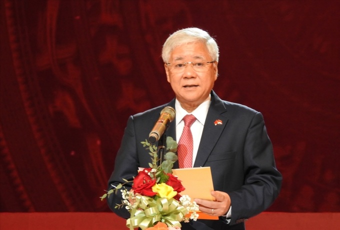 Chủ tịch UBTƯ MTTQ Việt Nam Đỗ Văn Chiến phát biểu tại buổi lễ.