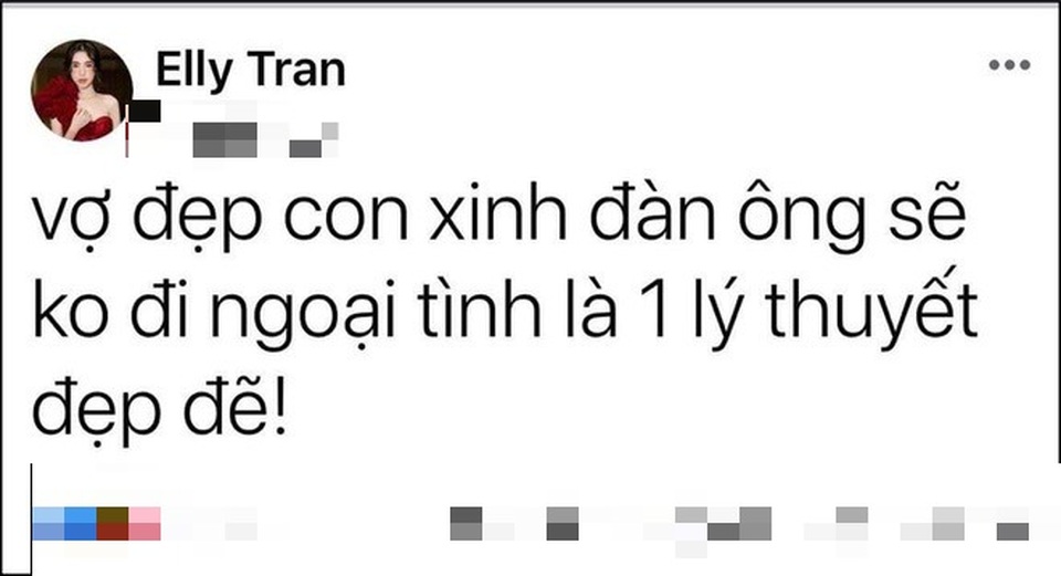 Elly Trần bóng gió nói về đàn ông ngoại tình giữa nghi vấn bị chồng “cắm sừng” - 2 Elly Trần bóng gió nói về đàn ông ngoại tình giữa nghi vấn bị chồng “cắm sừng” - 2