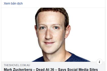 Trang web gây sốc khi đăng tin Mark Zuckerberg qua đời vì Covid-19