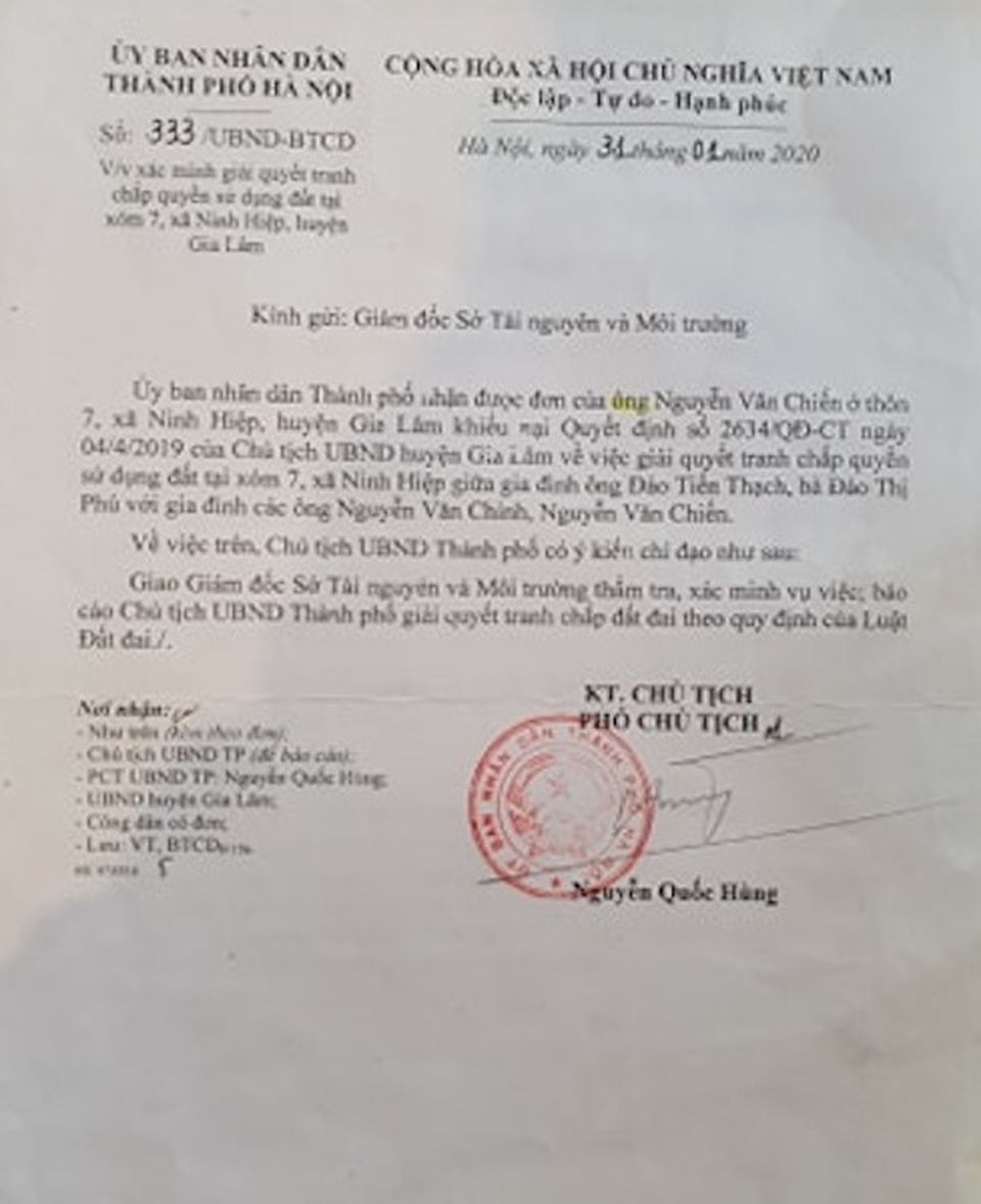 Chủ tịch TP Hà Nội chỉ đạo giải quyết khiếu nại của người dân - 1 Chủ tịch TP Hà Nội chỉ đạo giải quyết khiếu nại của người dân - 1