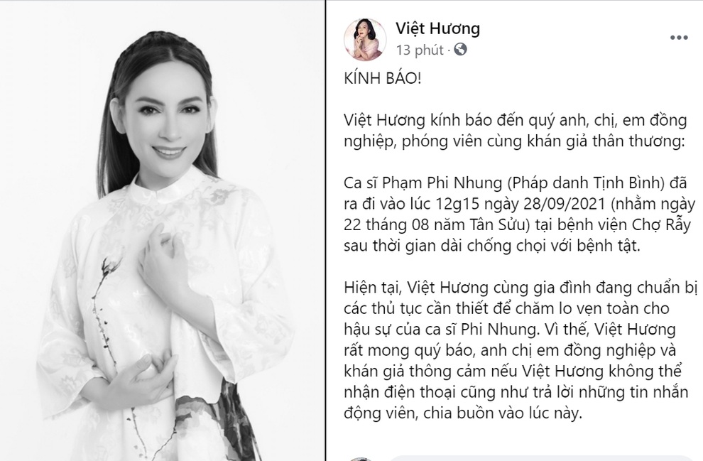 Việt Hương đang chuẩn bị các thủ tục hậu sự cho ca sĩ Phi Nhung - 1 Việt Hương đang chuẩn bị các thủ tục hậu sự cho ca sĩ Phi Nhung - 1