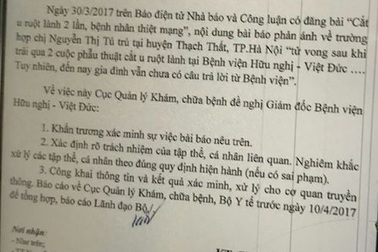 Xác minh vụ tử vong sau 2 lần mổ tại BV Việt Đức
