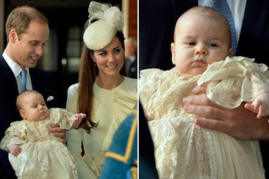 Hoàng tử George bụ bẫm, đáng yêu trong lễ rửa tội