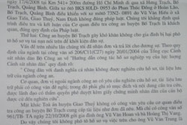 Trả lời đơn khiếu nại của ông Vũ Văn Trung