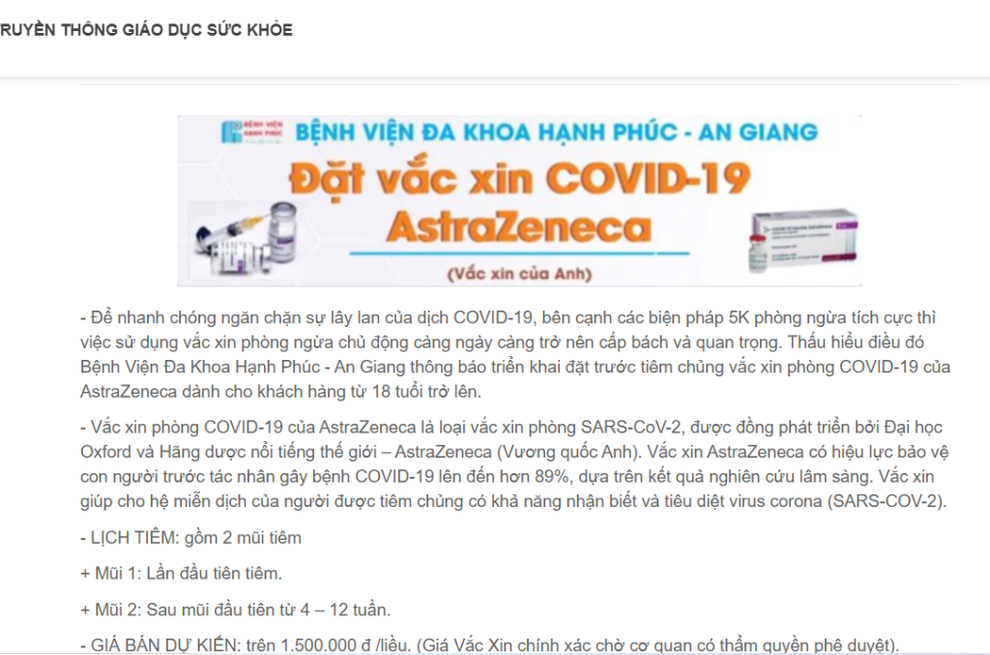 Giám đốc bệnh viện tư nhận tiêm vắc xin dịch vụ 1,5 triệu đồng/liều nói gì? - 1 Giám đốc bệnh viện tư nhận tiêm vắc xin dịch vụ 1,5 triệu đồng/liều nói gì? - 1