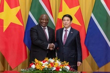 Chủ tịch nước Lương Cường hội đàm với Tổng thống Nam Phi Cyril Ramaphosa