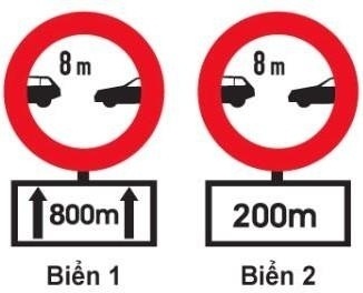 Biển nào báo hiệu khoảng cách thực tế từ nơi đặt biển đến nơi cần cự ly tối thiểu giữa hai xe?